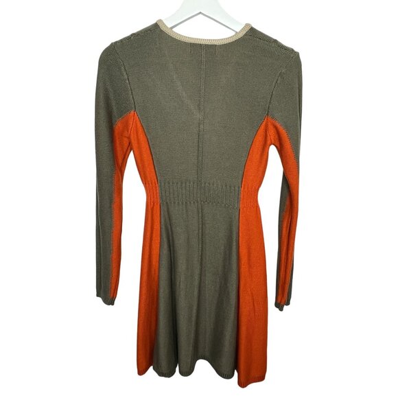 Jessica Simpson Colorblock Knit Sweater Dress Green Orange Size Small - Picture 2 of 14